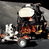 Lunar buggy and lander on the Moon's surface