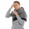 A woman suffering with a fever caused by influenza (flu) infection.