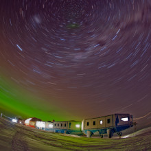The winter sky above Halley VI station, Antarctica