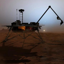  In this artist's concept illustration, NASA's Phoenix Mars Lander begins to shut down operations as winter sets in. The far-northern latitudes on Mars experience no sunlight during winter. This will mark the end of the mission because the solar...