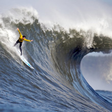 2010 Mavericks surfing competition. The image was taken from a boat. 2010 Mavericks surfing competition. The image was taken from a boat.