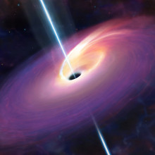  What University of Warwick researchers think the aftermath of a large star being consumed by a black hole at the center of a galaxy 3.8 billion light years distant may have looked like. The event blasted jets of energy from the black hole, one of...