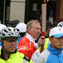 Olympic Torch for the 2008 Summer Olympics passes through Stratford in London. Stratford will be a major location for the 2012 Summer Olympics.