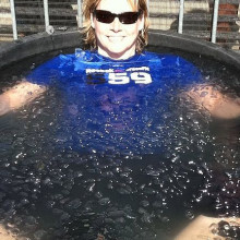 A man having an ice bath