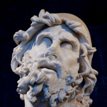 Head of Odysseus from a sculptural group representing Odysseus killing Polyphemus. Head of Odysseus from a sculptural group representing Odysseus killing Polyphemus. Marble, Greek artwork of the 2nd century BC. From the villa of Tiberius at Sperlonga. Stored in the Museo Archeologico Nazionale in Sperlonga.