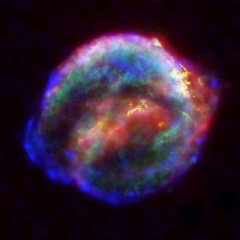 Remnants of Kepler's Supernova - This image has been constructed of images from NASA's Spitzer space telescope, Hubble Space Telescope, and Chandra X-ray Observatory.