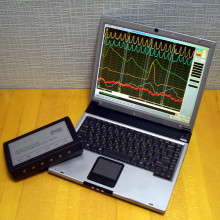 A polygraph running on a laptop