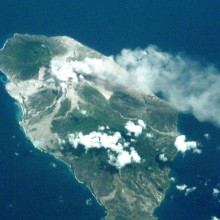 SOUFRIERE VOLCANO ERRUPTING ON MONTSERRAT Soufriere on Montserrat erupting in 2001 taken from the ISS