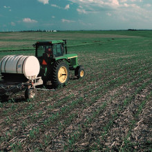 Nitrogen fertilizer applied to crops