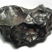 A 4.5kg individual meteorite from the Gibeon meteorite field. Gibeon is a fine octahedrite, class IVA. This specimen is about 19cm wide.