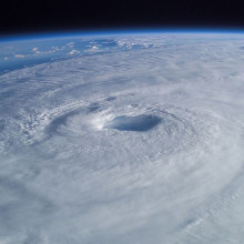 From his vantage point high above the earth in the International Space Station, Astronaut Ed Lu captured this broad view of Hurricane Isabel.