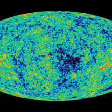 Wilkinson Microwave Anisotropy Probe image of the CMB (Cosmic microwave background radiation) anisotropy.