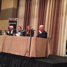 IgNobel founder Marc Abrahams, Wisconsin-Madison scientists Molly Jahn, ABC Science Show's Robyn Williams, Naked Scientist Chris Smith, MIT's Kathleen Kennedy and UK science minister David Willetts at the AAAS, 2014.