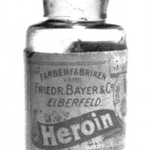 A pre-war bottle of Heroin, originally containing 5 grams of Heroin substance