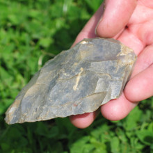 A biface stone tool found in Dordogne, France.
