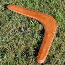 A typical wooden boomerang.
