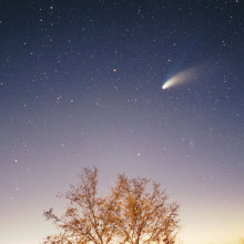 Comet Hale-Bopp as it flies over the sky of Pazin in Istria, Croatia