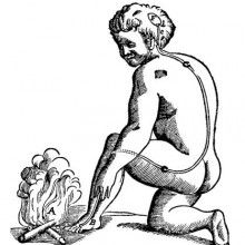 Illustration of the pain pathway in René Descartes' Traite de l'homme (Treatise of Man) 1664