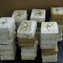 Image of cocaine drug packs confiscated by the US Federal Agency DEA.