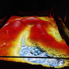 The augmented reality sandpit can be used to model water flow in real time.