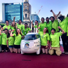 Cambridge Universities Eco Car at the finish line