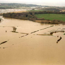 View of the flood plain following a 1 in 10 year flood on the Isle of Wight