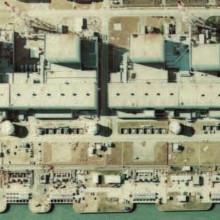  Fukushima I Nuclear Power Plant. Tight crop showing reactors 4, 3, 2 and 1, reading left (South) to right (North). Area shown is approximately 600 by 350 metres. Made based on [http://w3land.mlit.go.jp/WebGIS/ National Land Image Information (Color...