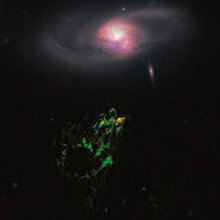 Hanny's Voorwerp and IC 2497 taken by Wide Field Camera 3 of the Hubble Space Telescope.