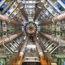 ATLAS (A Toroidal LHC ApparatuS),one of the six particle detector experiments (ALICE, ATLAS, CMS, TOTEM, LHCb, and LHCf) being constructed at the Large Hadron Collider (LHC) in 2007.