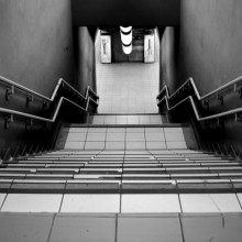 A straight flight of stairs, at Porta Garibaldi sotterranea station, Milan.