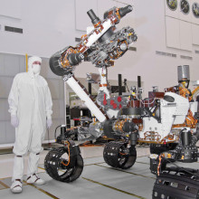  The turret at the end of Curiosity's robotic arm holds five devices. On the left (downhill) edge of the turret in this view is the percussive drill for collecting powdered samples from rock interiors. On the edge toward the camera is a brush device...