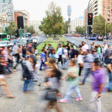 Pedestrians walking in a city