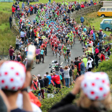 The Peloton on the 'Cote de Buttertubs' in Yorkshire