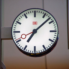 A typical Deutsche Bahn railway station clock A typical Deutsche Bahn railway station clock
