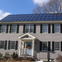 Photovoltaic solar panels on the roof of a house near Boston Massachusetts