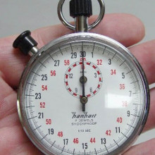 A typical mechanical analog stopwatch.