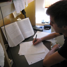 A Student of the University of British Columbia studying for final exams.