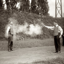 Testing a bulletproof vest in Washington, D.C. September 1923