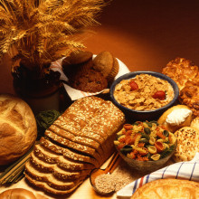 A variety of foods made from wheat, which contains gluten.