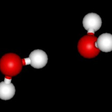 Ball-and-stick model of the linear water dimer