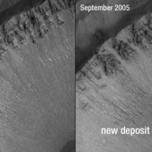 Martian Landslide - first considered to be evidence of liquid water flowing on the surface