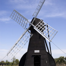 The Windpump at Wicken Fen, Cambridgeshire. This windpump is the only working wooded windpump in the Fens.