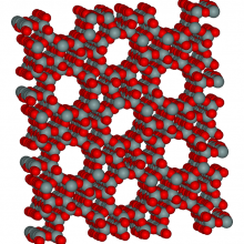 The microporous molecular structure of a zeolite, ZSM-5