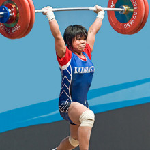 Zulfiya Chinshanlo World Champion 2009 53kg class Kazakhstan photo taken at Goyang City site of 2009 world championships in Olympic Weightlifting