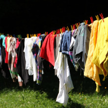 Laundry drying on a washing line