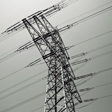 Powerlines suspended by a pylon
