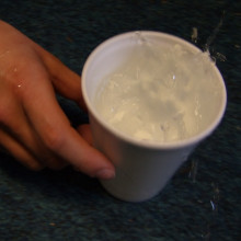 Water droplets start to fly off
