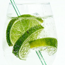 Slices of lime in soda water