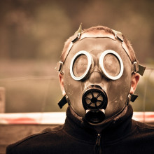 Man in gas mask