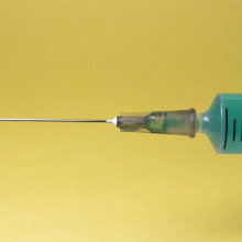 The tip of a syringe.